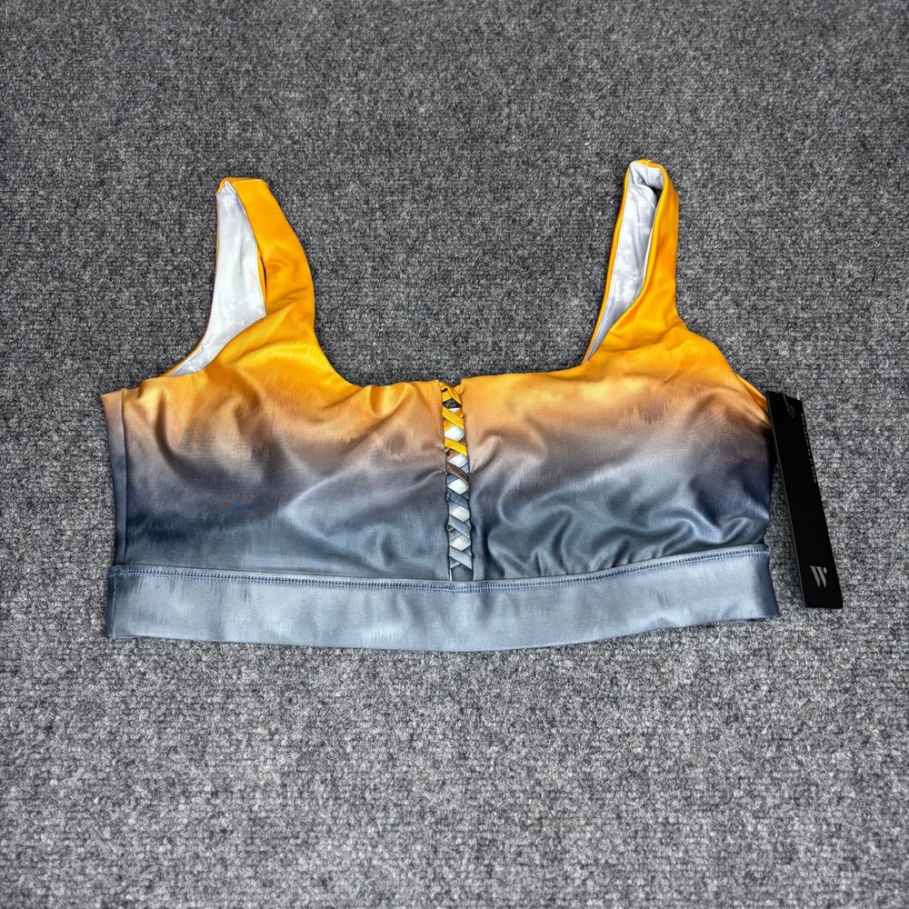 "Wear It To‎ Heart" Women's Nina Bra Silk Metal Ombre Yellow Grey Sports Bra